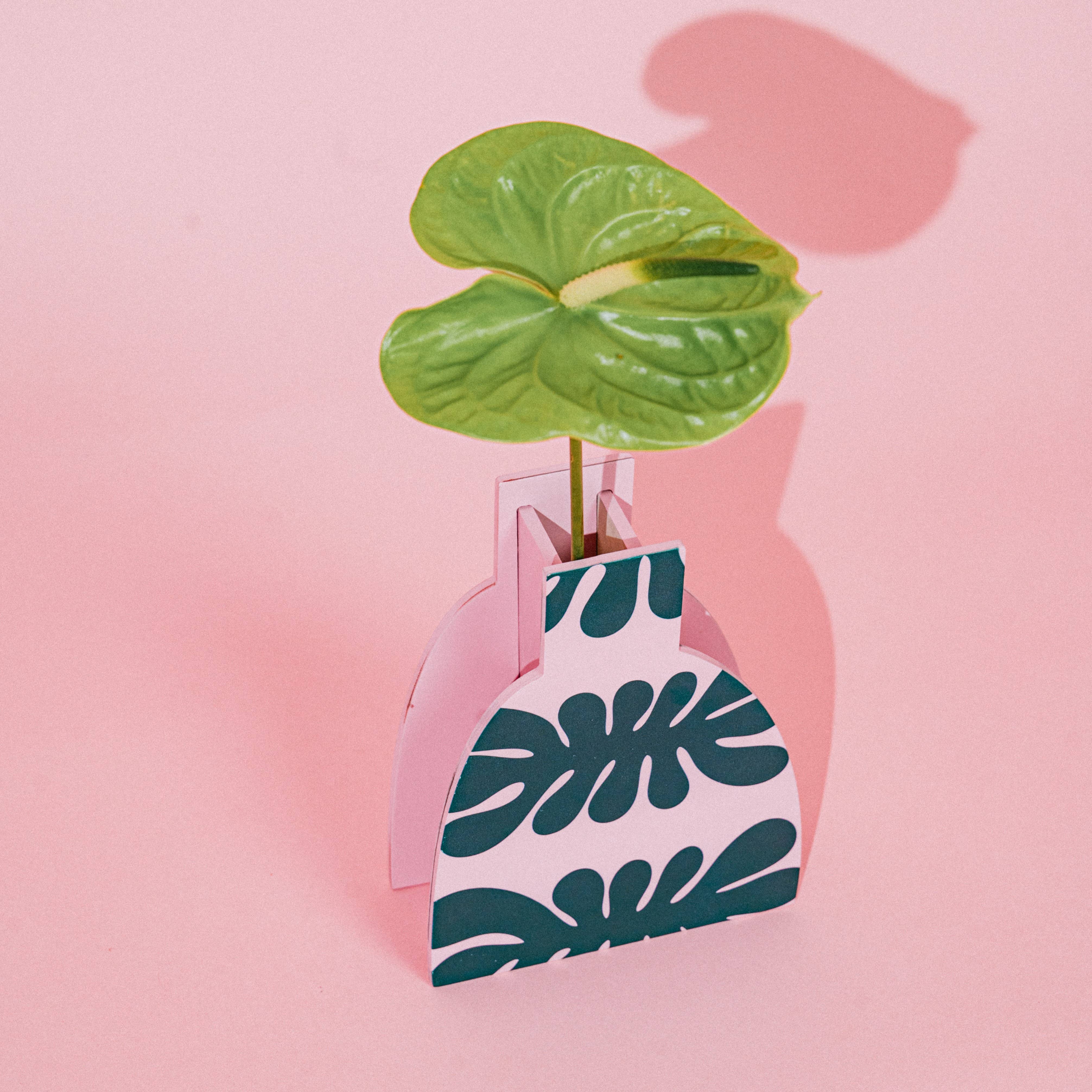 milin - Wholesale Vase - Wooden Vase with GREEN FLORA pattern handcrafted  home decor1