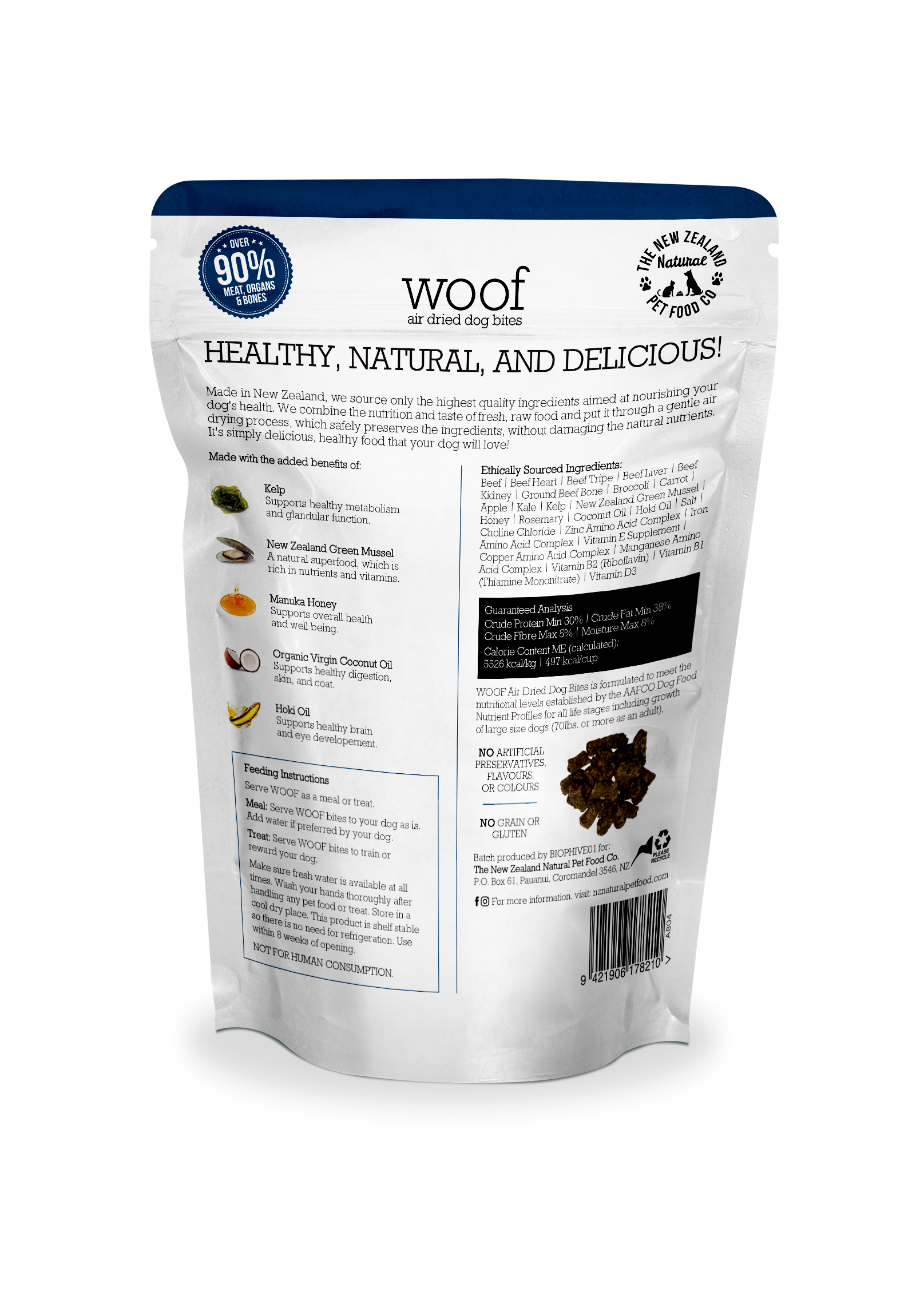 The New Zealand Natural Pet Food Co - Wholesale Pet Food - Dog - Woof Beef Air Dried Dog Food 3.5oz | 26.5oz1
