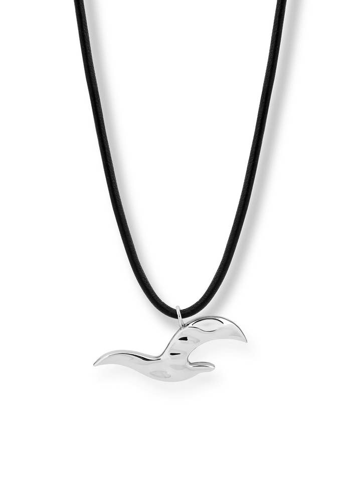 Füreya x Ninon Black Leather Silver Necklace for wholesale by Ninon