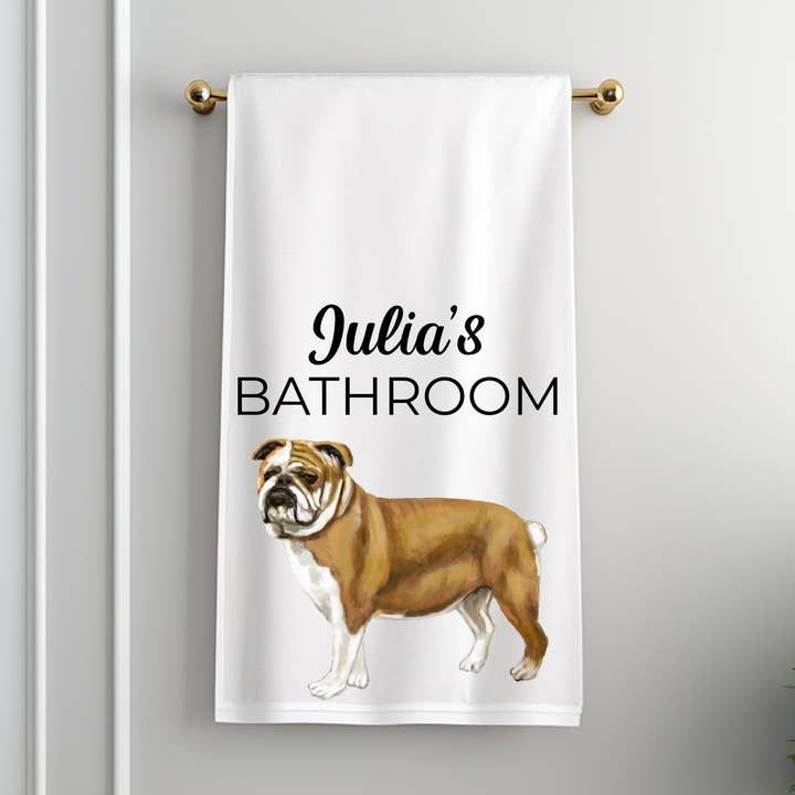 Bulldog Badezimmerhandtuch für den Großhandel von MerikaArt