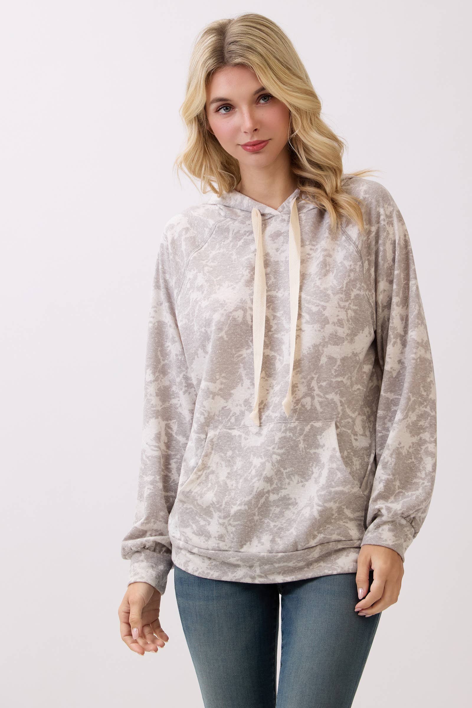BOMBOM - Wholesale Hoodie - Women's - TL2106 Marble Wash Knit Hoodie0