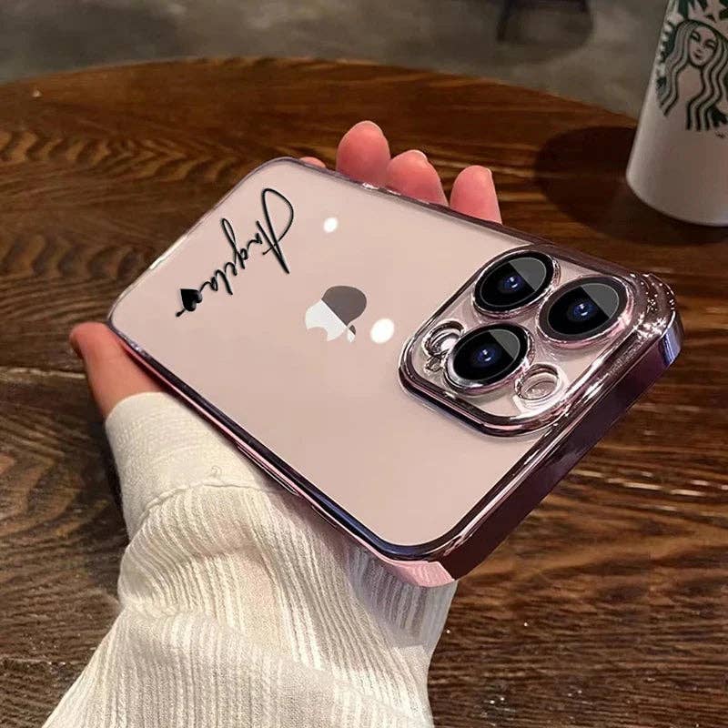 Maiden-Art MindfulChic Fashion – Capa para telemóvel – Mulher por atacado – Capa Personalizada com Nome para iPhone 15 16 Pro Max, 14 13 12 11 Pro Max, Transparente com Revestimento 16 Pro Max12