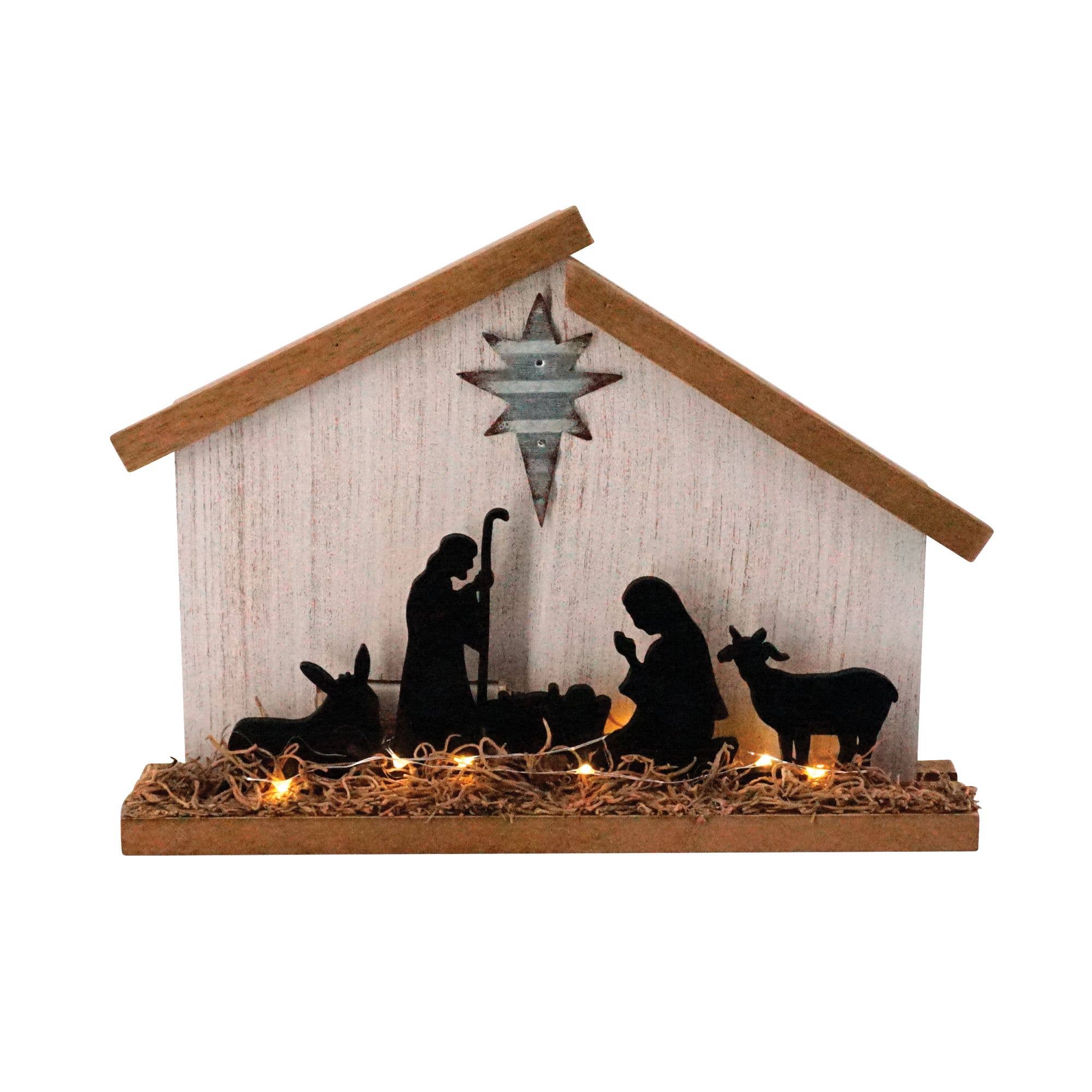 Bright Ideas - Wholesale Nativity Scene Decor - Wooden Nativity w/LED Light0
