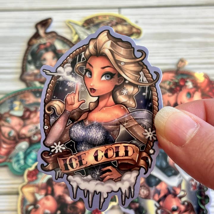 Autocollant en vinyle Badass Babes, Ice Cold Elsa pour la vente par Graceful Darkness, LLC