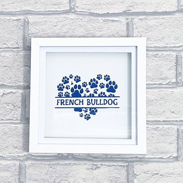 F/ BULLDOG Shadow Box Paws & Heart - Dog Breed Frame Gift for wholesale by Herts Flowers