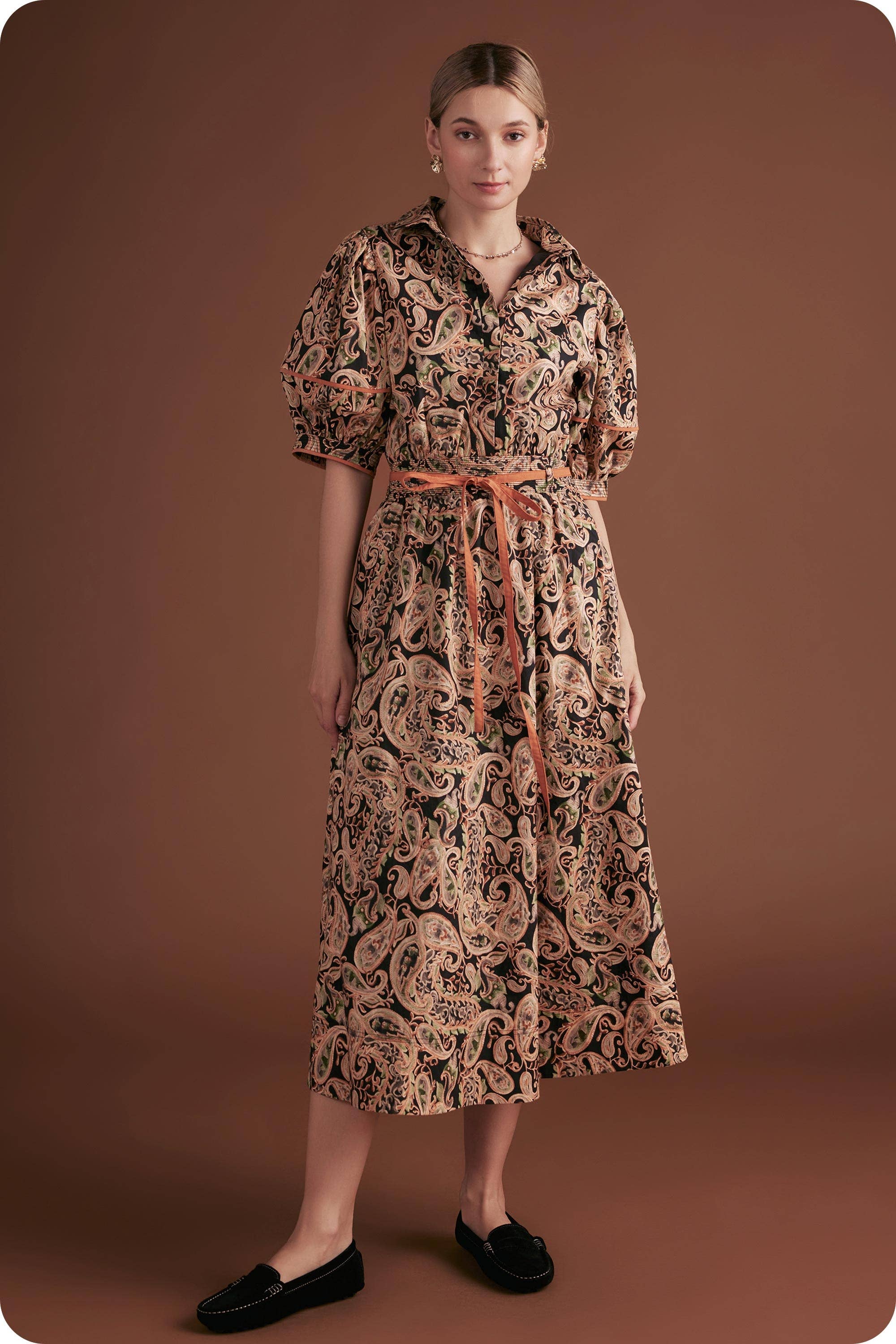 Black Multi Posh Paisley Printed Contrast Binding Top for wholesale on Faire5