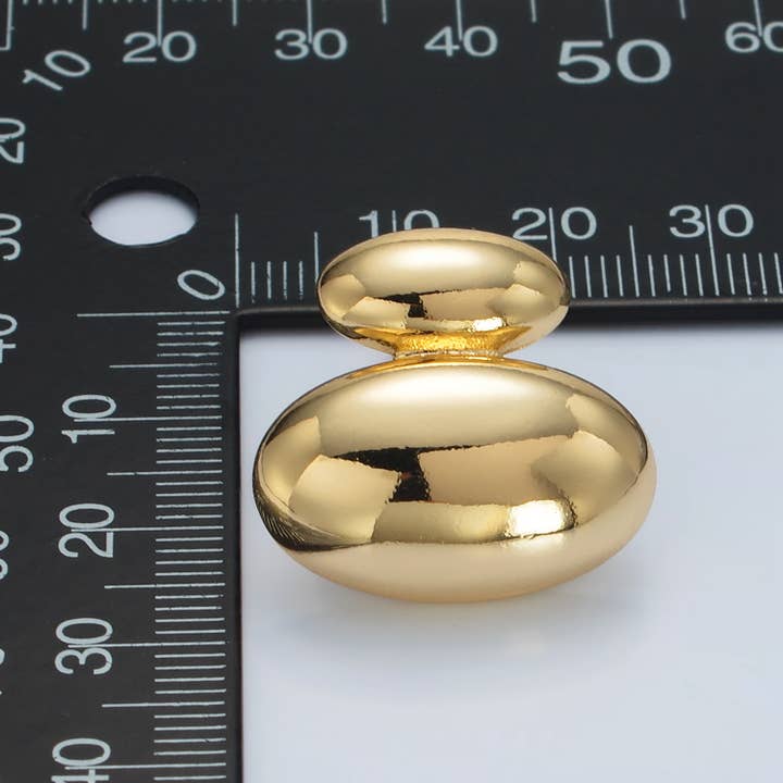 Aim Eternal - Wholesale Stud/Post Earrings - 24k Gold Filled Double Oval Dome Stud Earrings | P-530 P-531