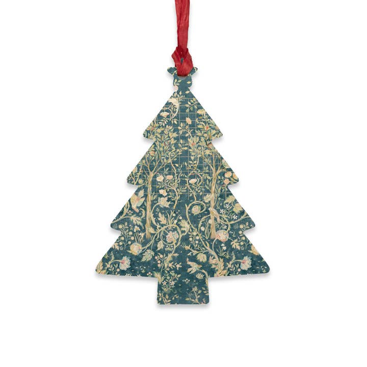Ornements de Noël en bois inspirés par William Morris - Collection Melsetter (Vert Émeraude) pour la vente par Willy Morris Home Emporium