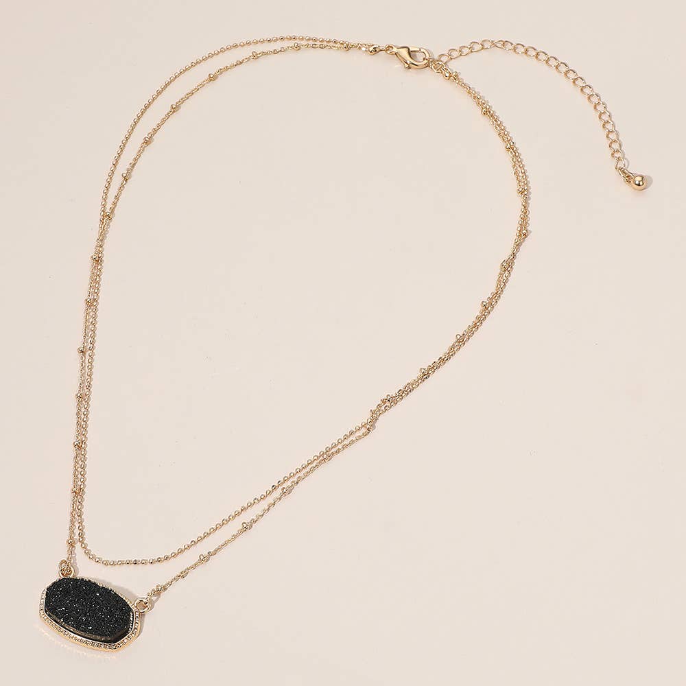 Sensibling Corp. – Engroshandel Halskæde med vedhæng – Druzy vedhæng accent lagdelt halskæde1