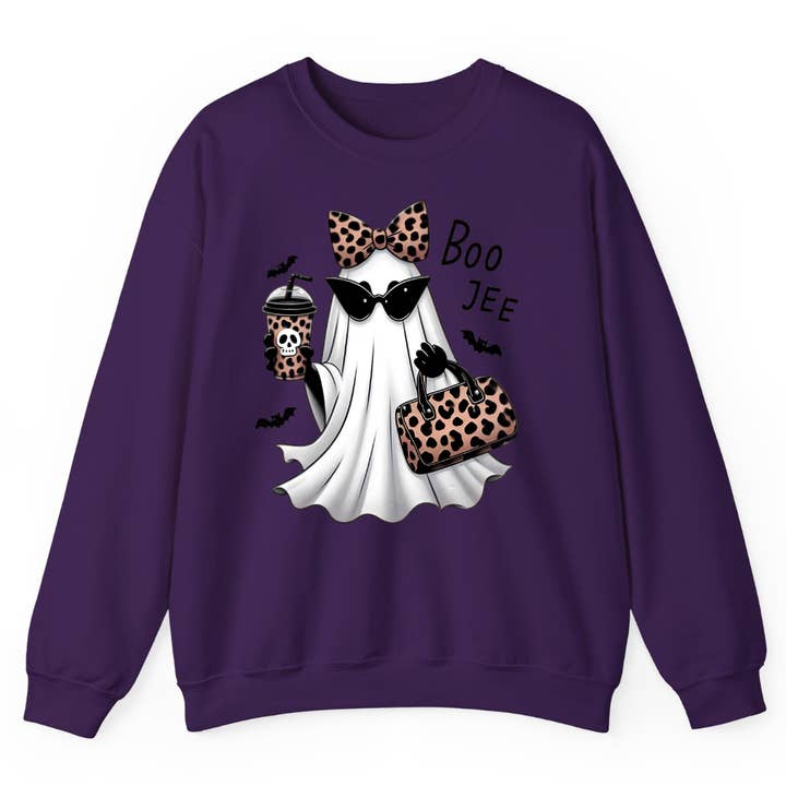 TheWorldOfMYes - Wholesale Graphic Sweatshirt - Women's - Boo Jee Halloween Sweatshirt – Funny Ghost Fall Outfit3