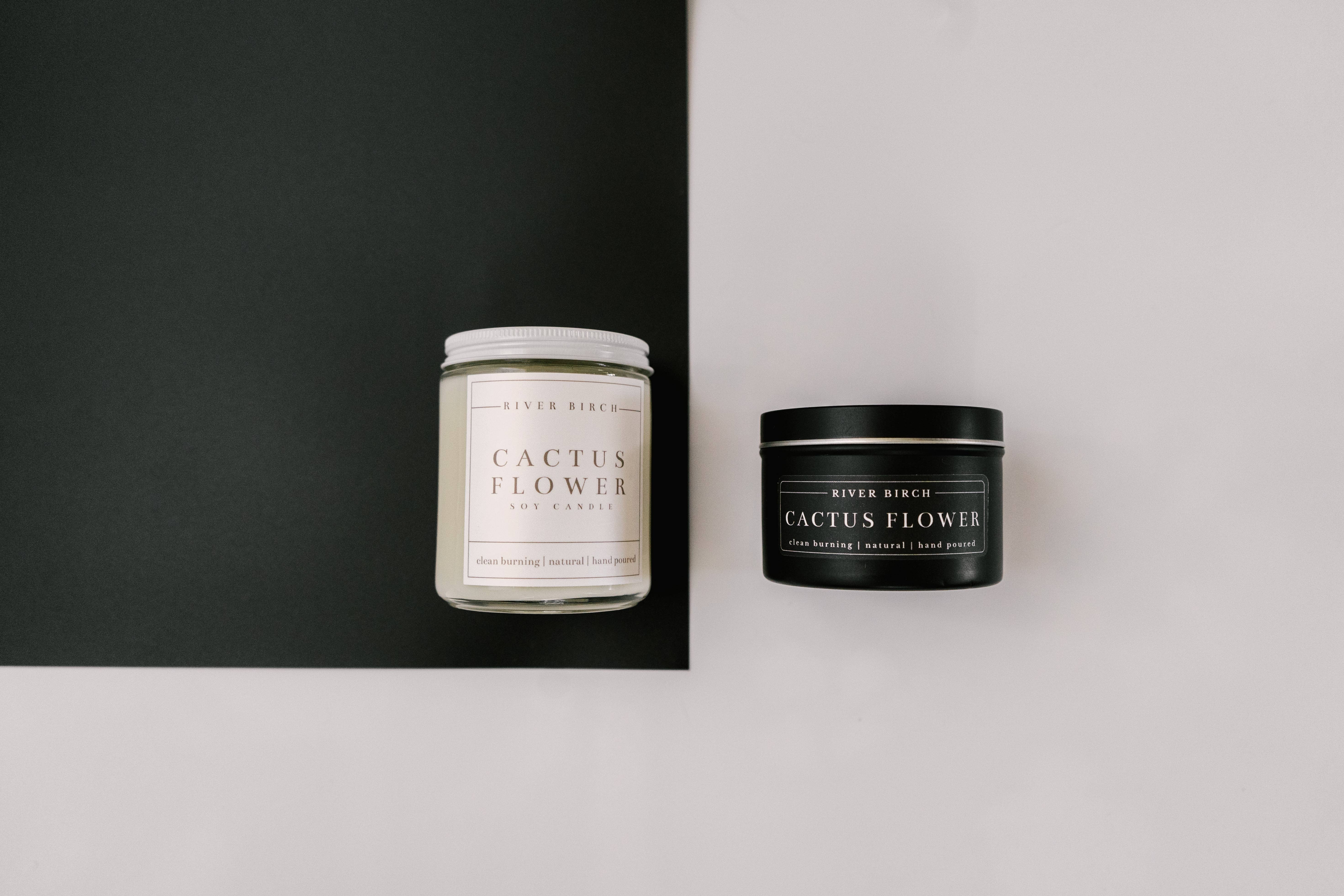 River Birch Candles - Venta al por mayor Velas en tarros - Vela de soja con flor de cactus de 8,5 oz, tarro transparente7