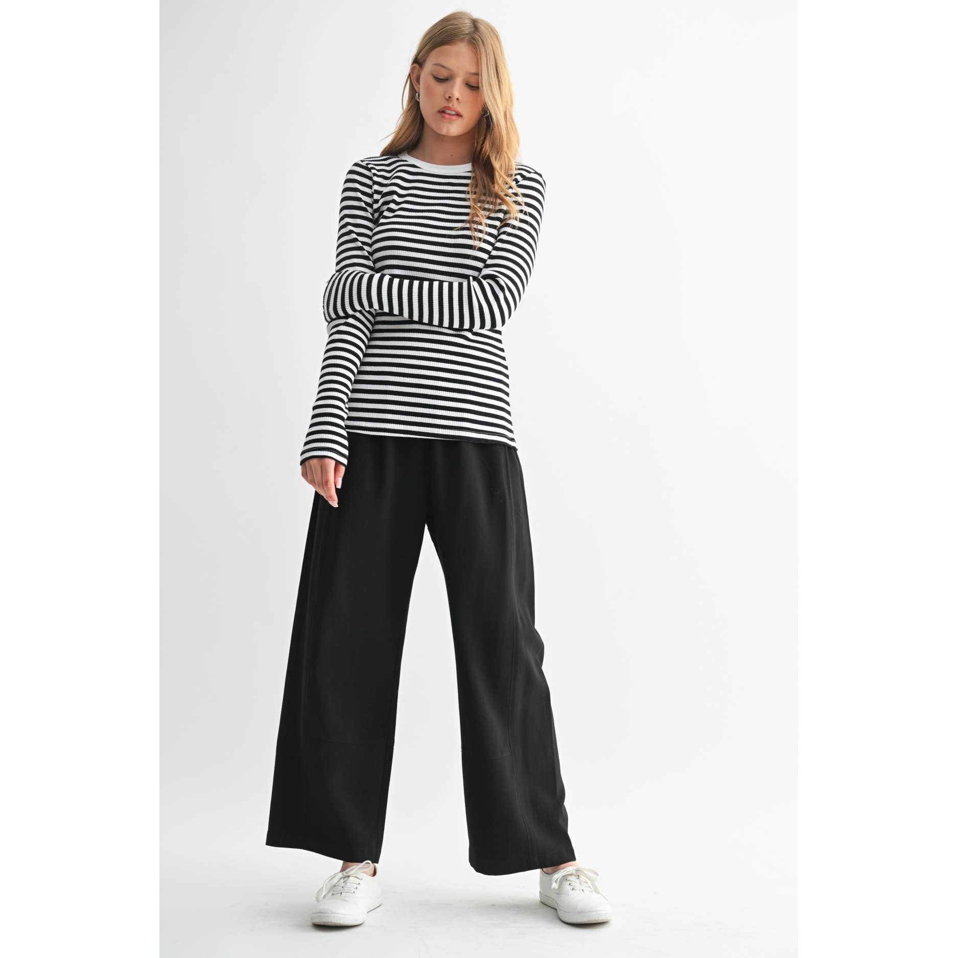 FUN2FUN – Top de malha - Mulher por atacado – TOP DE MALHA DE MANGA COMPRIDA A RISCAS18