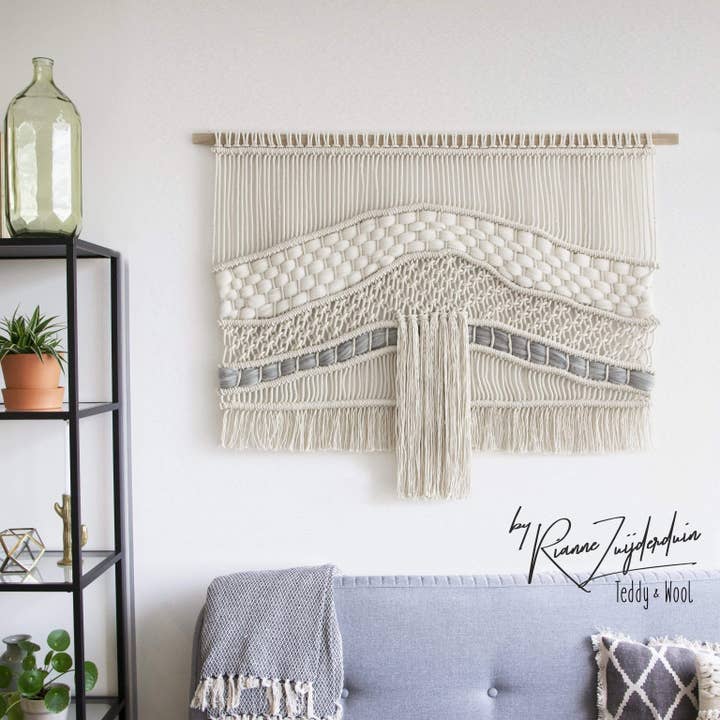 Teddy and Wool – wholesale Tapestry/textile – Large Macrame Wall hanging - "Raw River"