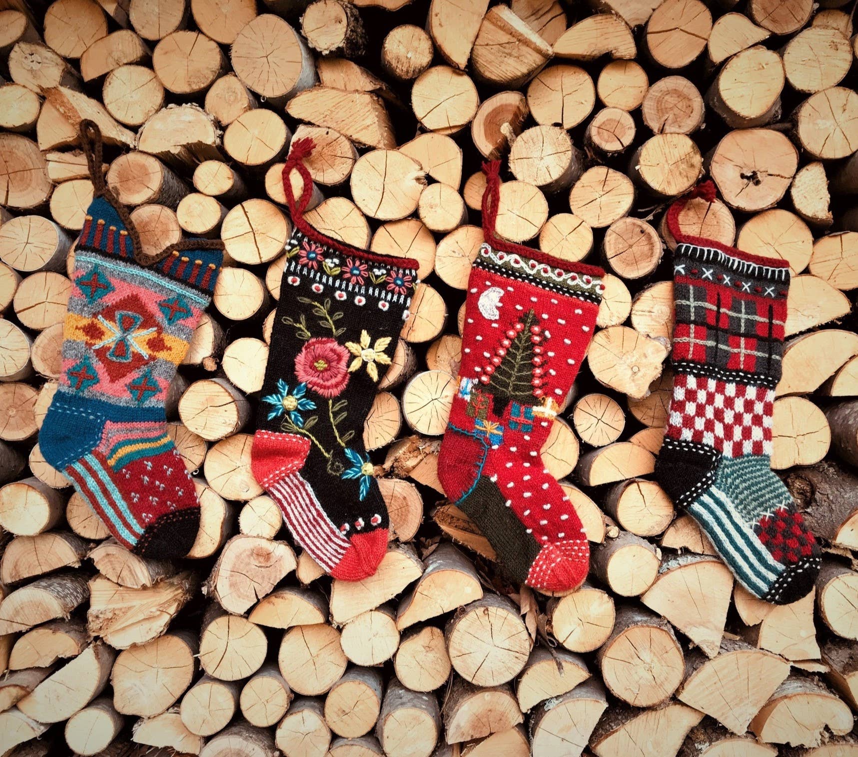 Marron Chaussette de Noël Canyon - Design Sud-Ouest Tricoté à la Main en vente sur Faire1