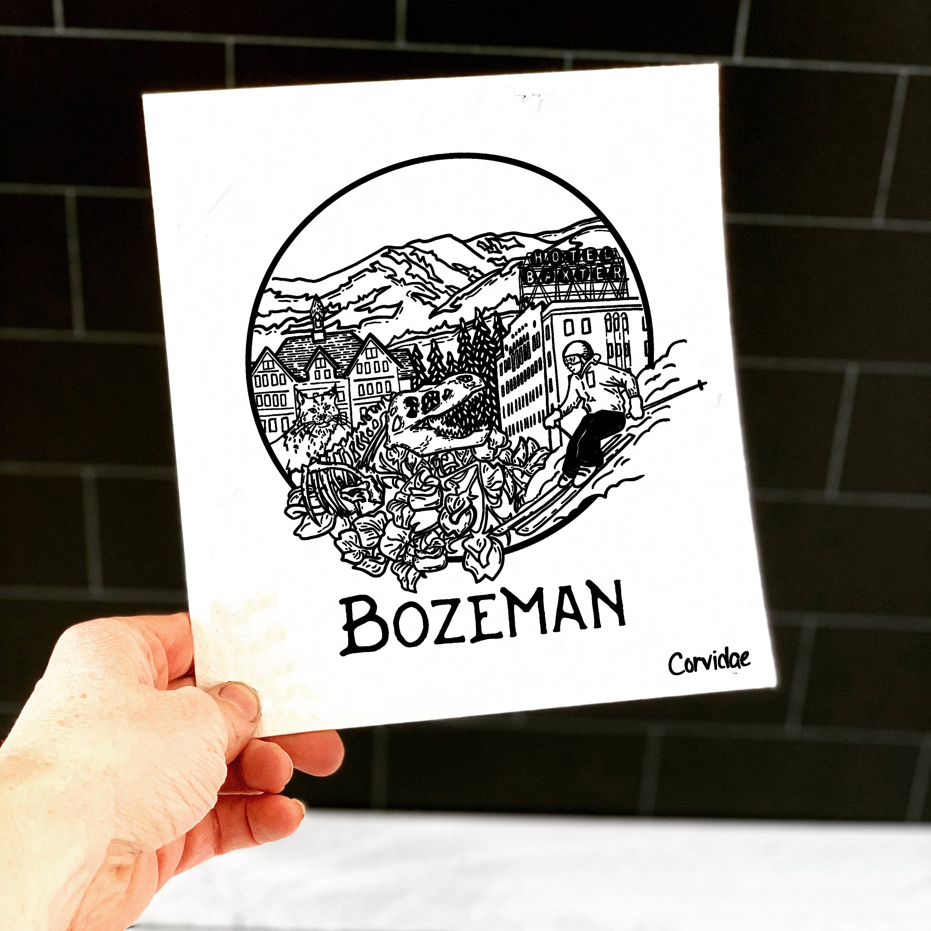 Corvidae drawings & designs - Wholesale Dishcloth - Bozeman Montana Swedish Dishcloth3