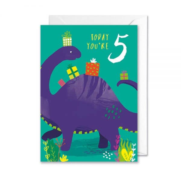 Tarjeta Brontosaurus 5th Birthday para venta al por mayor de Middle Mouse