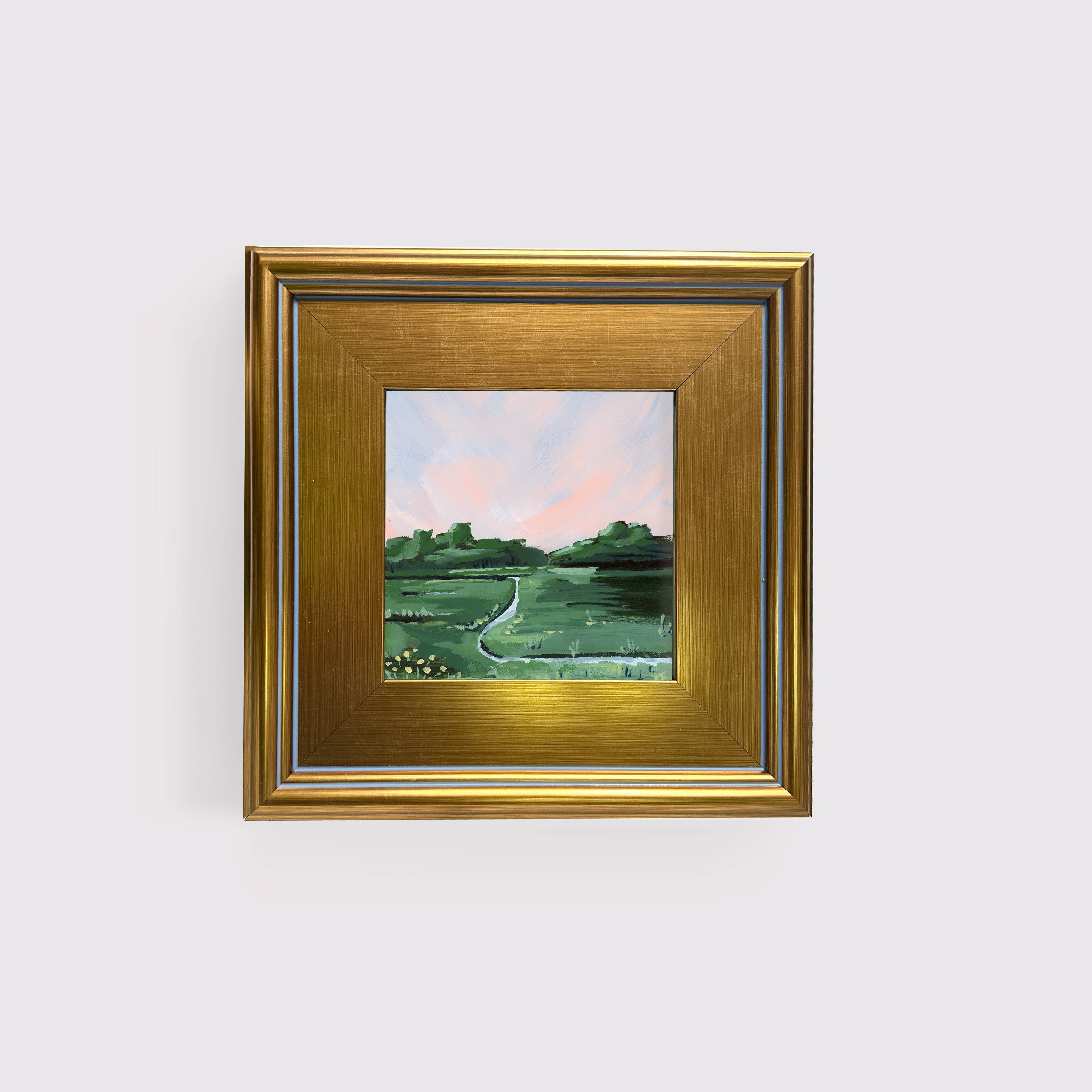 Green Barn Studio - Wholesale Painting/Drawing - Landscape in Pink and Green, Framed Painting1