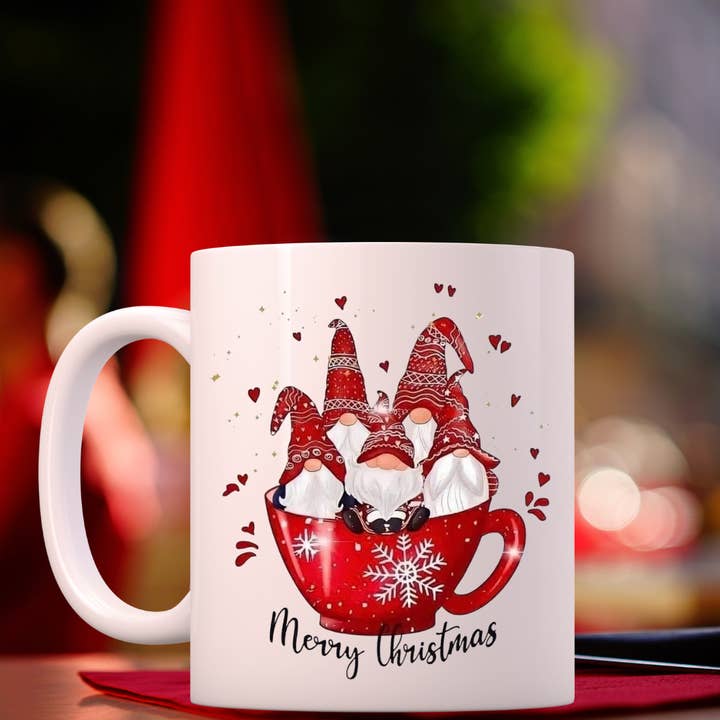 Merry Christmas Mug Gnomes Christmas Mug Holiday Gnomes Mug for wholesale by Dazzle Design Diva