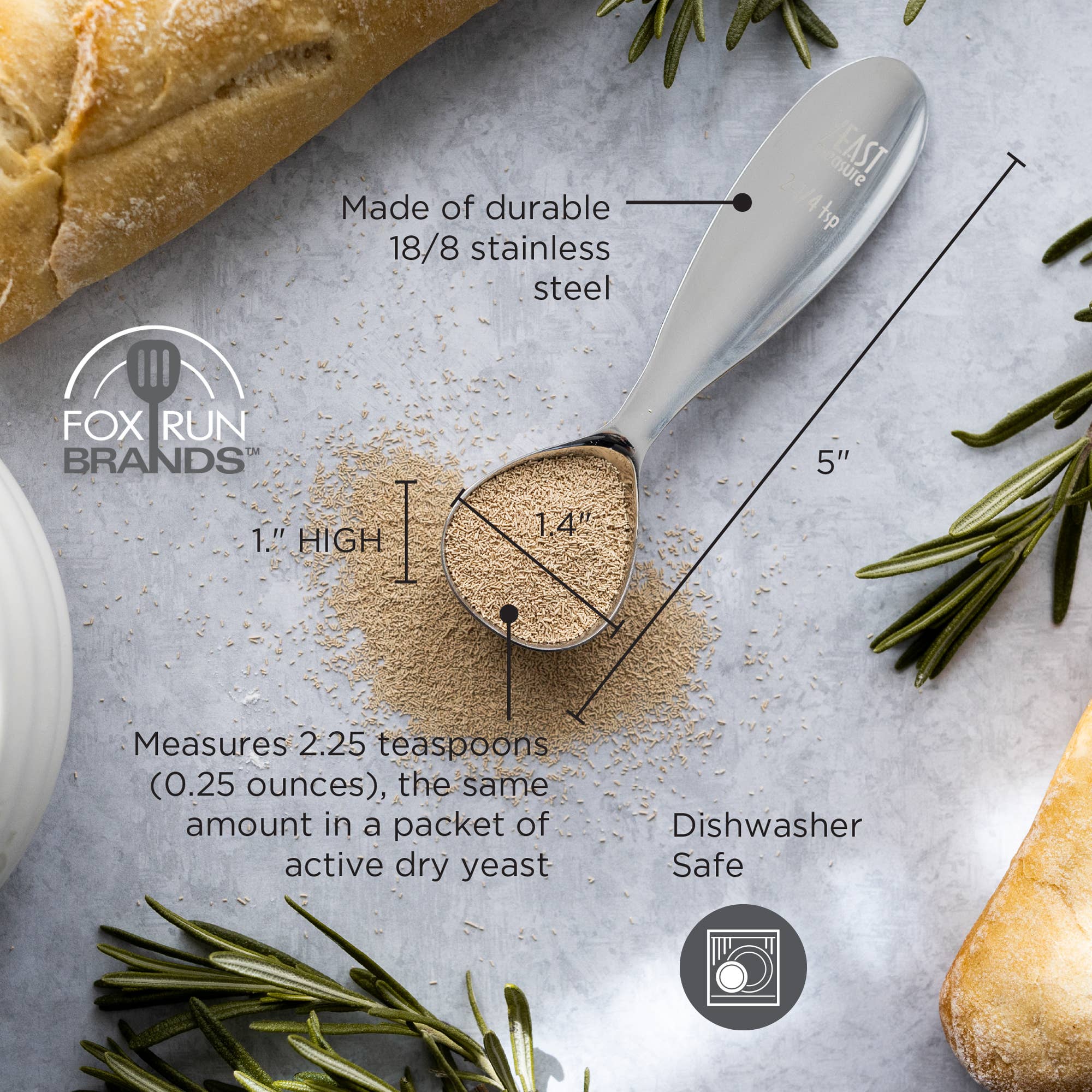 Fox Run Brands - Venta al por mayor Cucharas medidoras - Cuchara medidora de levadura Fox Run de acero inoxidable, 0.25 onzas5