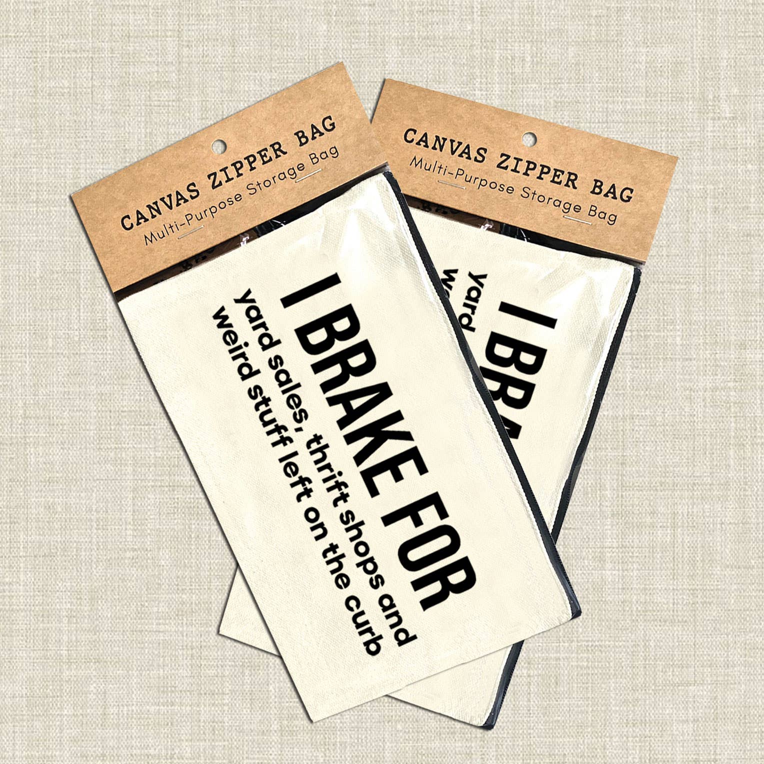 Coastal Creators of Connecticut - Wholesale Pouch - Women's - I Brake for Weird Stuff on Curb Multi-Use Canvas Zipper Bag5