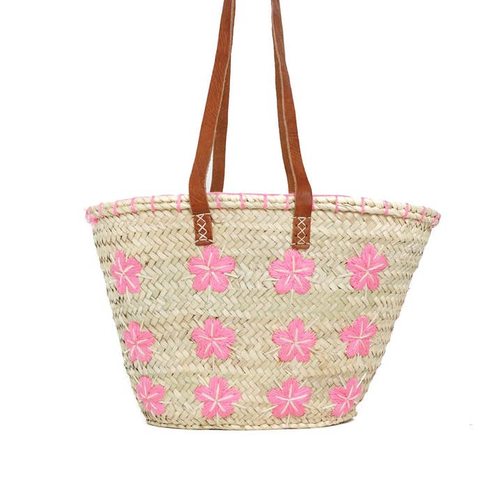 Logionline SLU – wholesale Strandväska – Naturlig palmblomma och ullväska - läderhandtag16