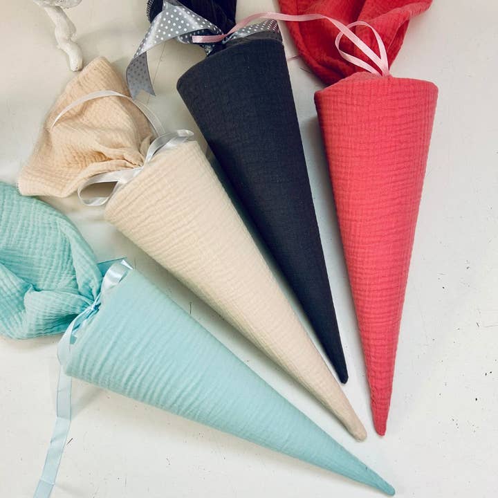Küstenfieber® – wholesale Gift box – Small muslin school cone as desired, 35 cm, many colors