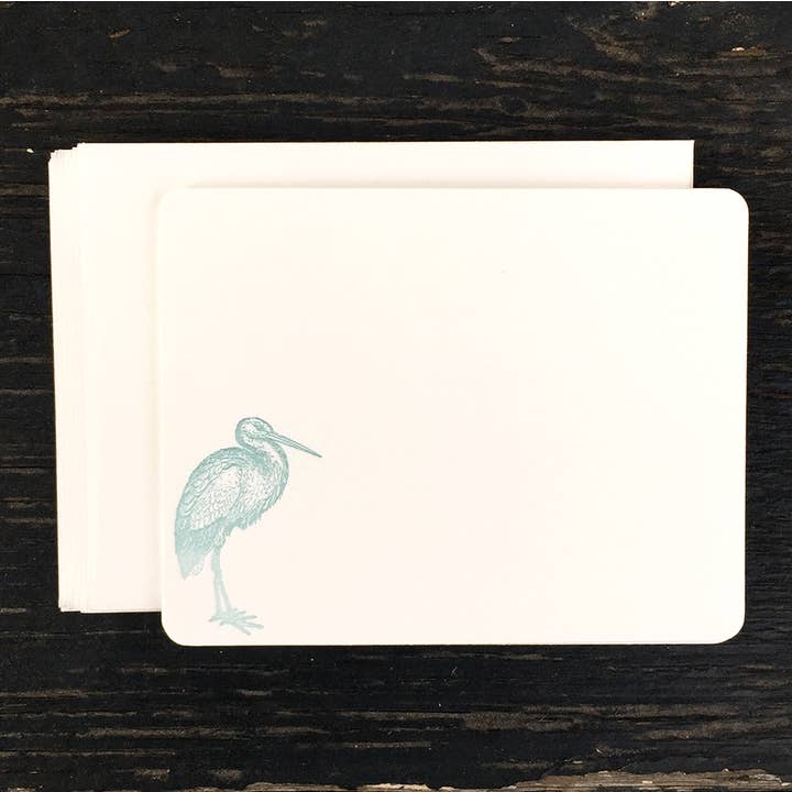 Ancesserie Letterpress - Wholesale Stationery/Notecard Set - Stork Note Cards: Blue