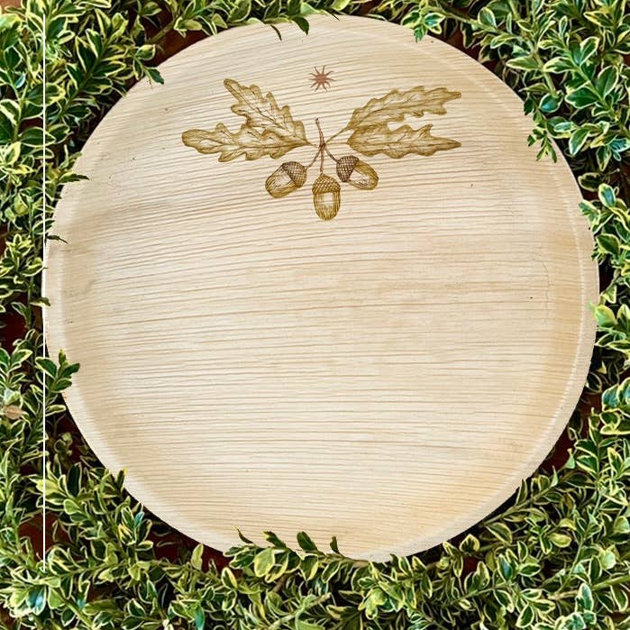 maaterra - Wholesale Disposable Plate - Compostable Palm Leaf Plates - Acorns, 6-12"2
