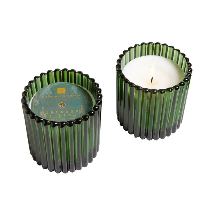 Vela de Madera de Abedul y Pícea en Vaso Verde 7oz Ctn. 6 para venta al por mayor de Hillhouse Naturals/Field+Fleur