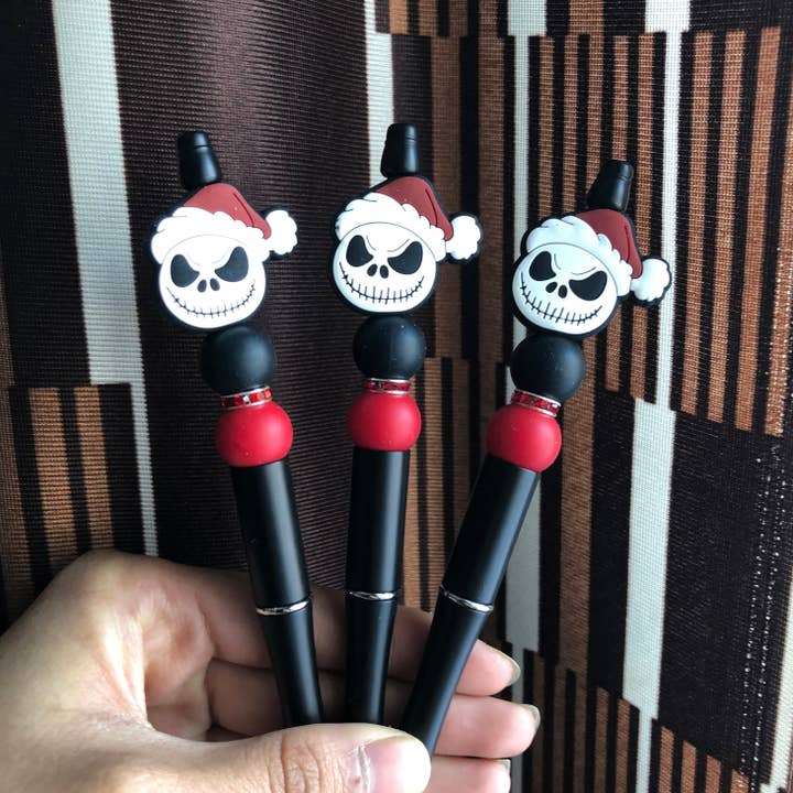 "Skele-MAS" Skeleton Christmas Theme Beaded Pen for wholesale by Amy Designs