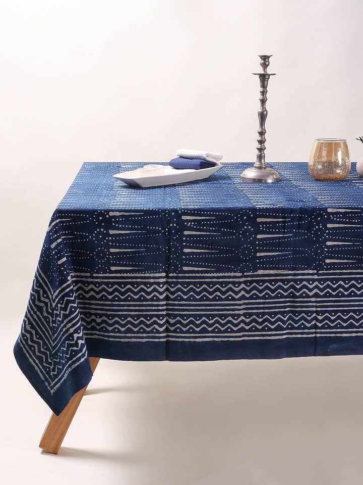 Handmade Leaf Print Cotton Table Cover for Wedding Decor for wholesale by Artsy Home