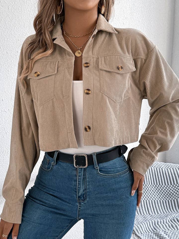 CWOCO1213_CASUAL CORDUROY POCKET CROPPED JACKET for wholesale by NINEXIS
