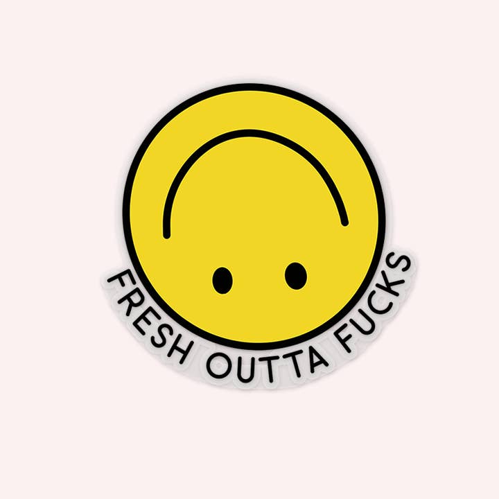 Fresh Outta Fucks Clear Vinyl Sticker for wholesale by Lucky Dog Design Co.