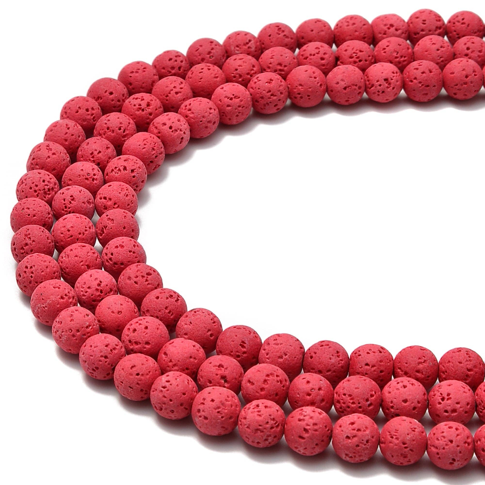 CRCBEADS - Wholesale Beads - Bright Red Lava Rock Stone Beads 6mm 8mm 10mm 15.5" Strand1