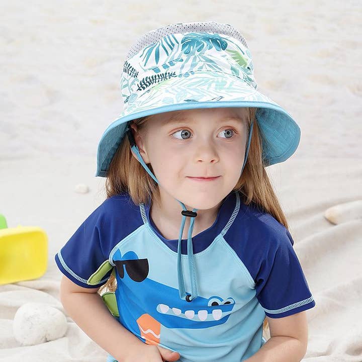Sombrero de pescador con estampado de hojas Uv50+dibujos animados al aire libre para venta al por mayor de KiddieKickz