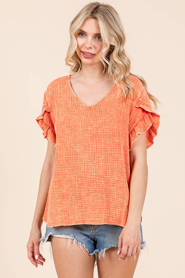 Culture Code – wholesale Blus - Dam – CWT1541XMW - V-RINGAD VOLANGÄRMAD TOPP13