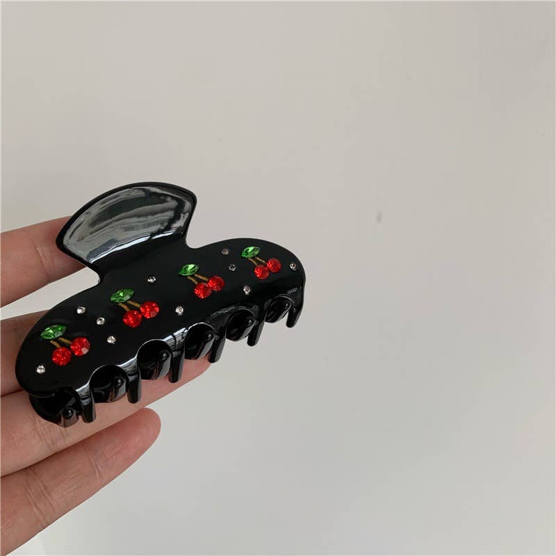 LadyJuneAccessories - Wholesale Hair Clip - Women's - Cherry Crystal Hair Claw Clip – Available in 3 colors4