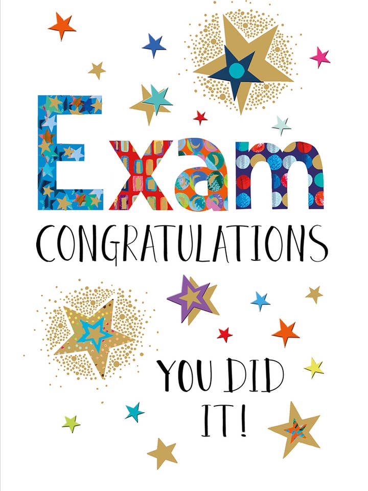 EXAM CONGRATULATIONS OCCASION CARD HS751 CELEBRATION STARS for wholesale by Nigel Quiney Publications Ltd