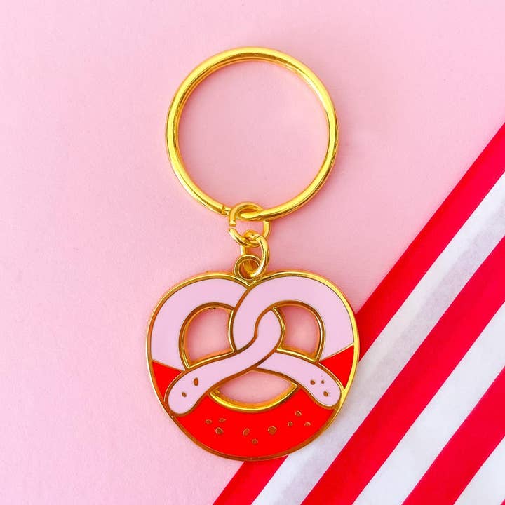 Llavero de pretzel rosa-rojo colorido moderno para venta al por mayor de Heimatformat