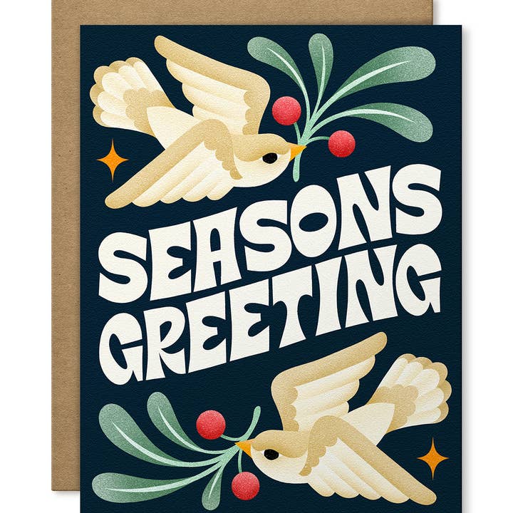 Julie Solvstrom Illustration - Wholesale Christmas Card - Seasons Greetings Birds Christmas Card | Holiday Card1