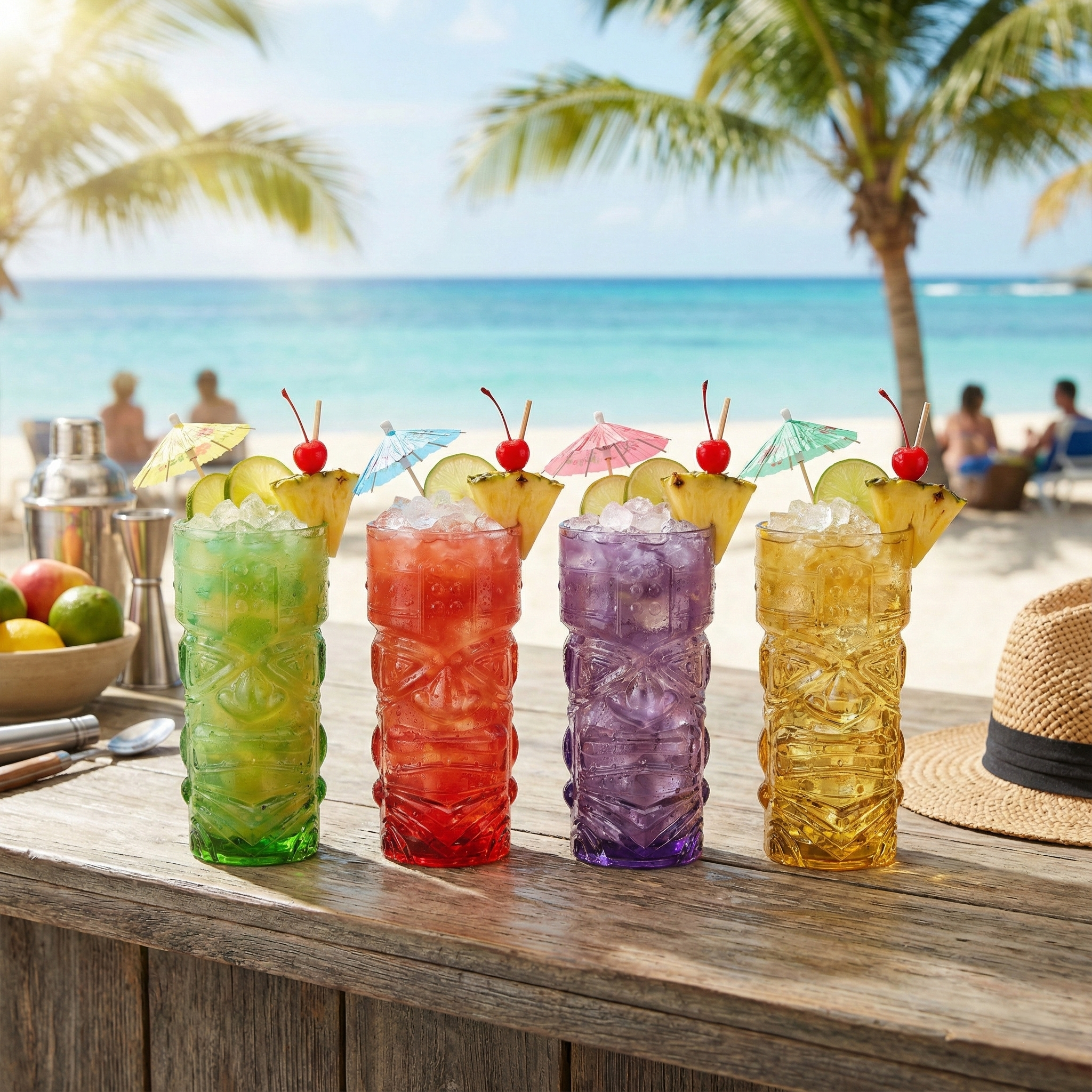 Original Products US/CAN - Vente Verres à cocktail/alcool - Ensemble de 4 verres Tiki Highball de couleur tropicale Bar Bespoke1