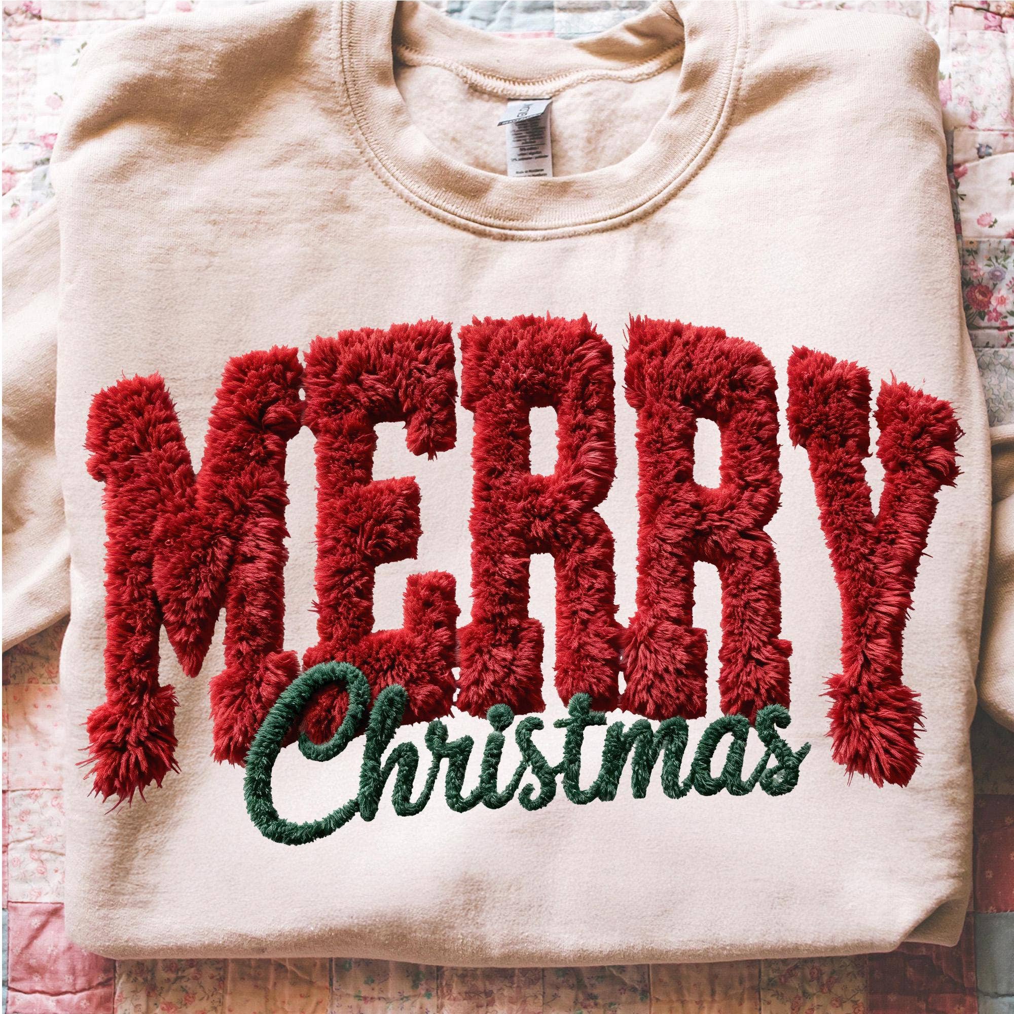 Glaime - Wholesale T-Shirt (Graphic) - Women's - Comfort Colors Merry Christmas Shirt, Latch Hook Yarn Xmas2