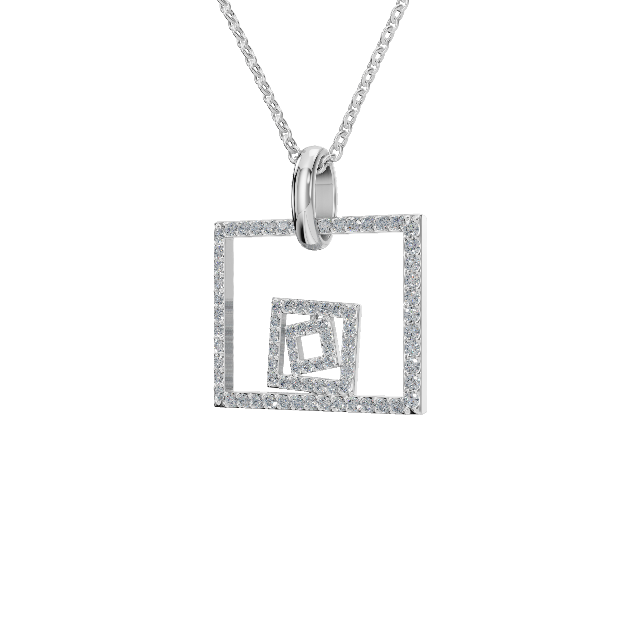 PureYou Jewelry - Vente Colliers à pendentif - Collier carré en diamant en or 14K, collier superposé délicat5