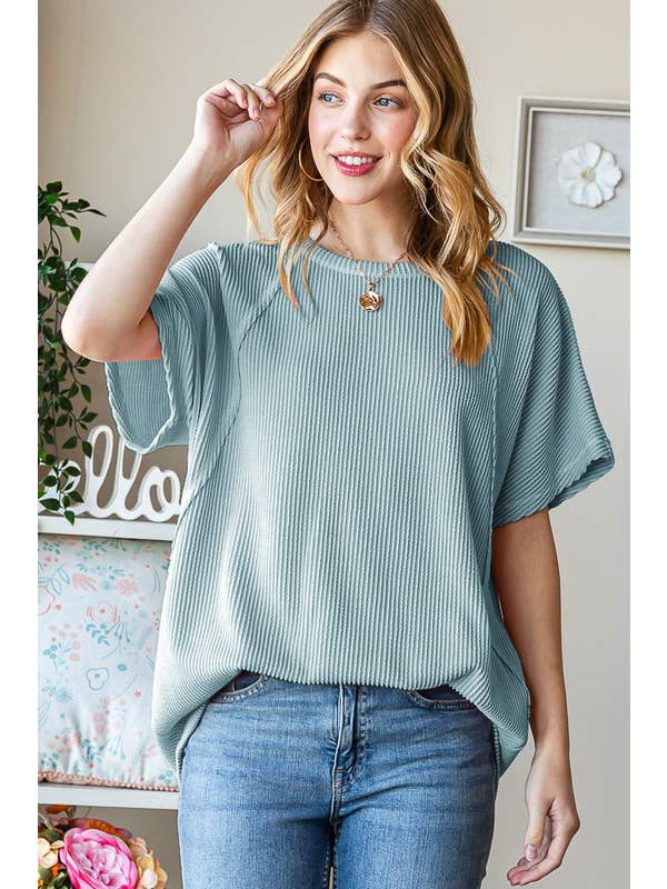 HEIMISH - Wholesale Tunic - Women's - ET7518-10 SOLID URBAN RIBBED TOP