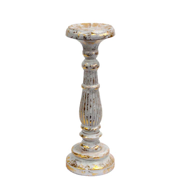 Medium Candle Stand - White Gold for wholesale by Ancient Wisdom