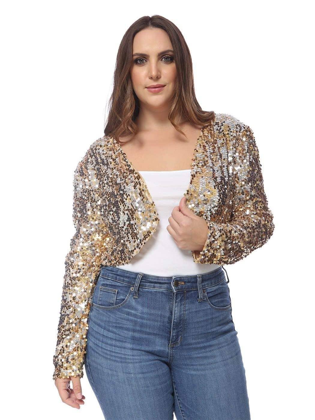 Anna Kaci Wholesale - Wholesale Jacket - Women's - Plus Size Sequin Bolero0