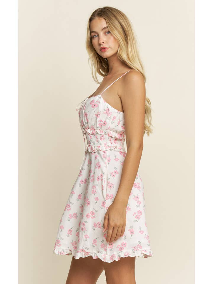 Floral Print Ruffle Detailed Waist Dress - HD0140 for wholesale on Faire5