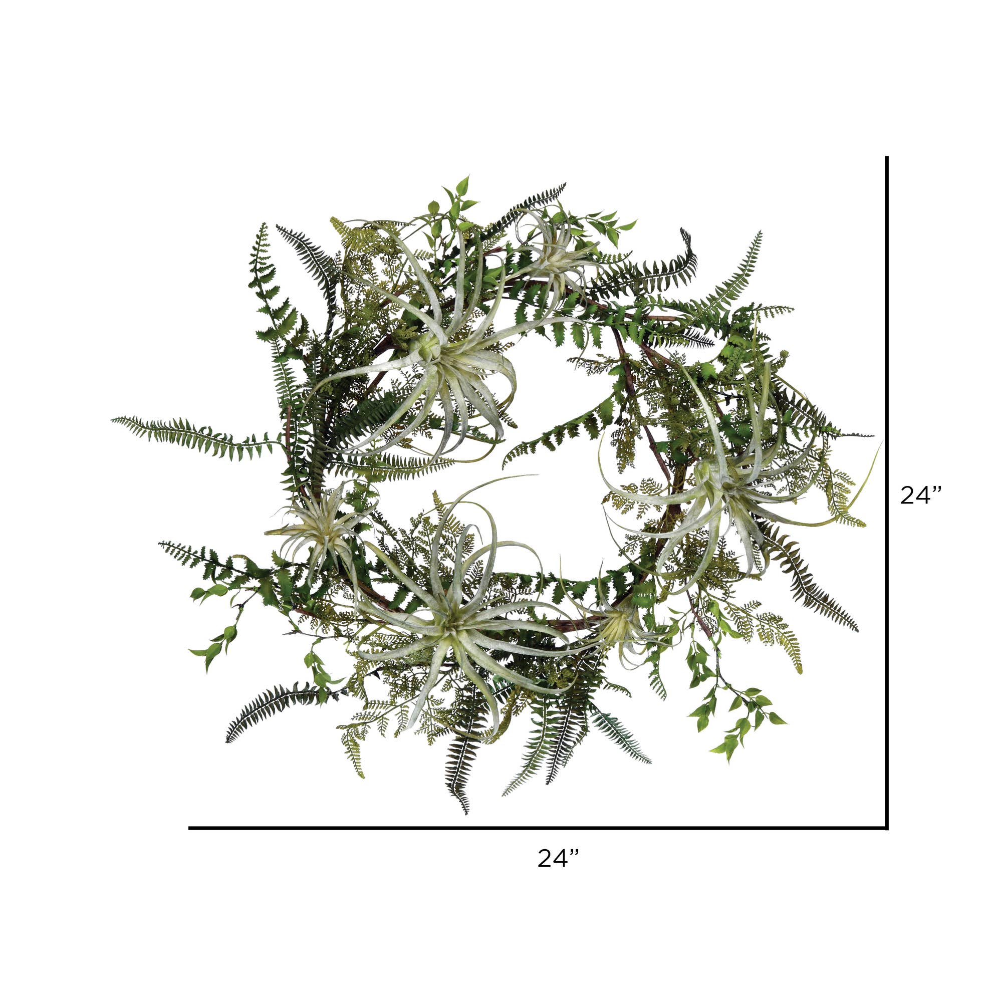 Vickerman 24" Artificial Green Fern Wreath. for wholesale on Faire1