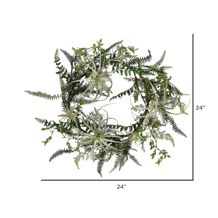 Vickerman 24" Artificial Green Fern Wreath. for wholesale on Faire1