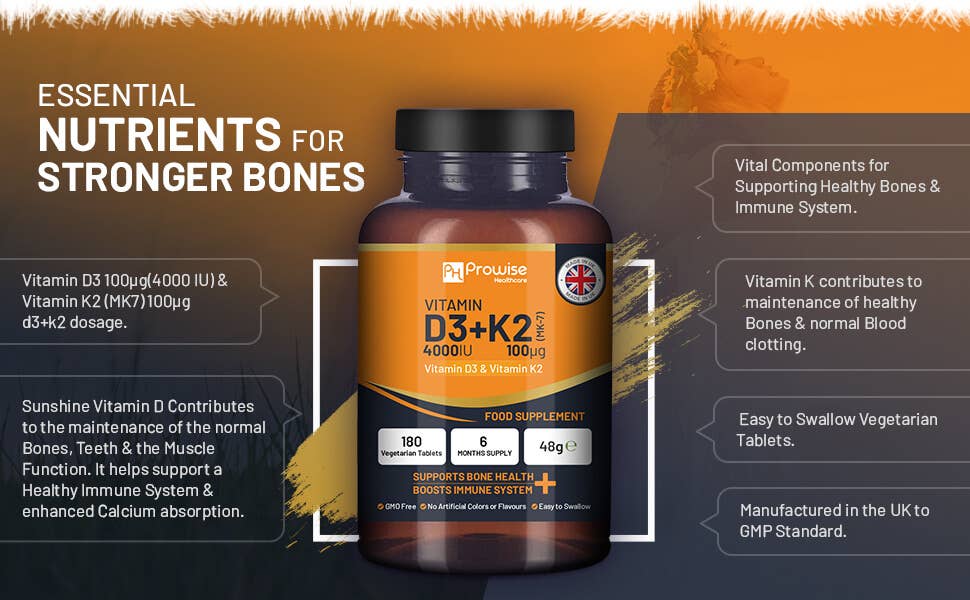 Prowise Healthcare - Wholesale Oral Supplement/Vitamin - Vitamin D3 4000IU & K2 MK7 100μg Vegetarian Tablets I 180 (8